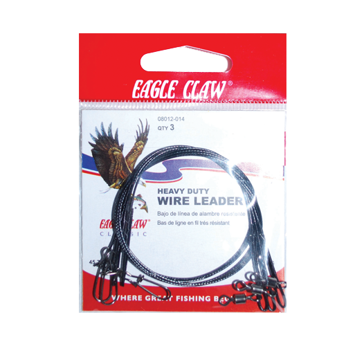 Eagle Claw Tackle Heavy Duty Wire Leaders Black 9 20lb 3pcs #08012-002,  Brown, One Size